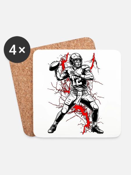 Quarterback im Blitzgewitter - Untersetzer (4er-Set) - Weiß