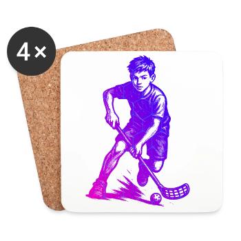 Super cadeau de floorball pour floorball - Dessous de verre (lot de 4) - blanc - Devant