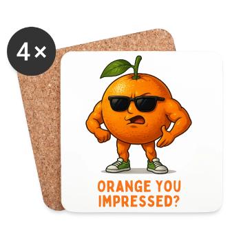 Orange avec lunettes de soleil – Punndesign - Dessous de verre (lot de 4) - blanc - Devant