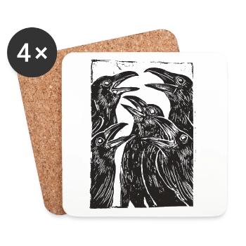 Corbeaux - Dessous de verre (lot de 4) - blanc - Devant