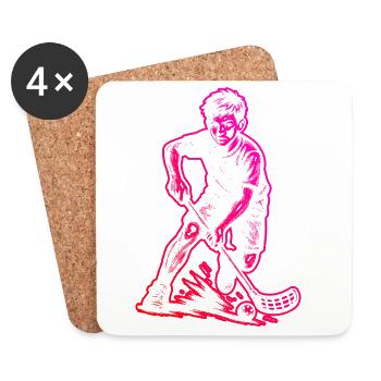 Puristisches Floorball Thema - Untersetzer (4er-Set) - Weiß - Vorne