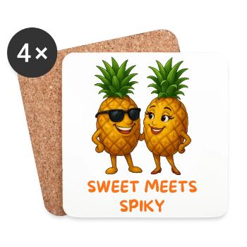 Sweet Meets Spicy Pineapple Duo - Coasters (set of 4) - white - Front