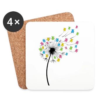 Colorful Bears in the Wind of the Dandelion - Coasters (set of 4) - white - Front