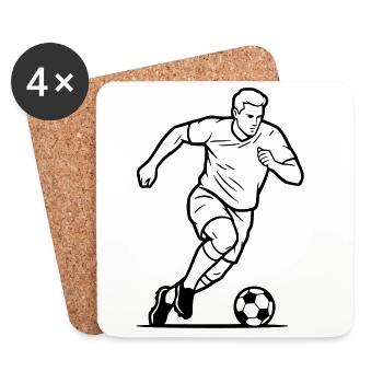 Joueur de football, tir et porteur de buts - Dessous de verre (lot de 4) - blanc - Devant