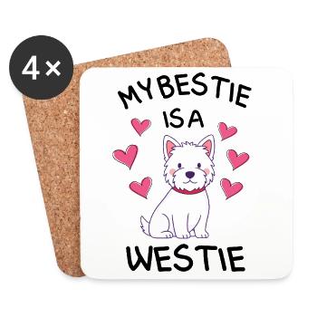 Westie Dog Lover West Highland Terrier - Dessous de verre (lot de 4) - blanc - Devant