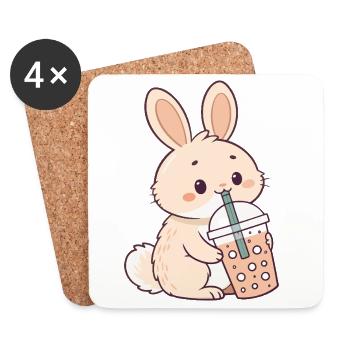 Lapin Bubble Tea Doux - Dessous de verre (lot de 4) - blanc - Devant