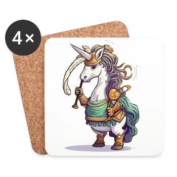 Unicorn Warrior Bagpipes - Coasters (set of 4) - white - Front