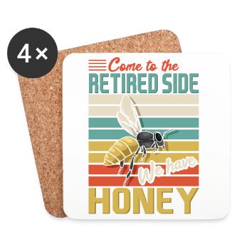 Retired Side Honey Funny Bee Retro Sunset Design - Untersetzer (4er-Set) - Weiß - Vorne