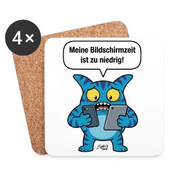 Screen time too low! Zooki Mobile Phone Addiction - Coasters (set of 4) - white - Front
