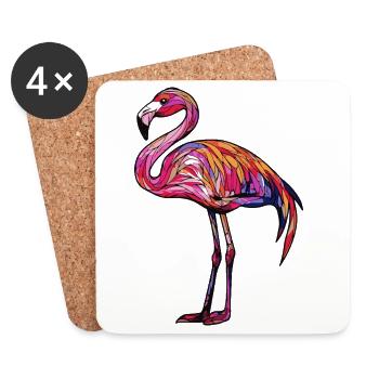 Flamingo Colorful - Coasters (set of 4) - white - Front