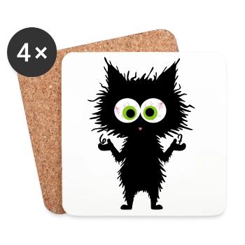 67 Mèmes Funny Cat Six Seven - Dessous de verre (lot de 4) - blanc - Devant