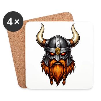 Wikinger Krieger Helm - Untersetzer (4er-Set) - Weiß - Vorne