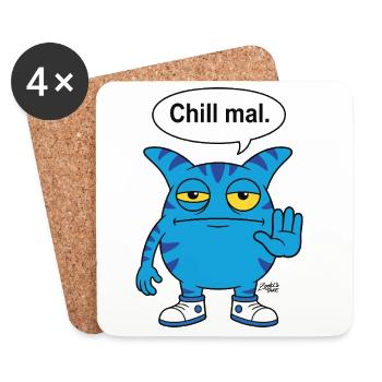 Chill mal - Zooki Monster funny saying - Coasters (set of 4) - white - Front
