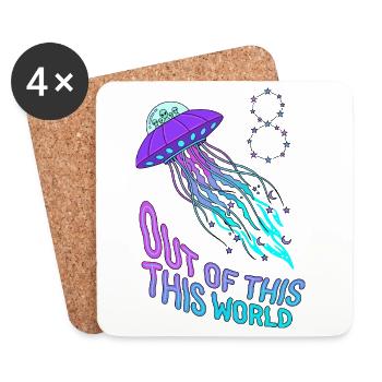 Out Of This World 8th Birthday UFO Jellyfish - Coasters (set of 4) - white - Front