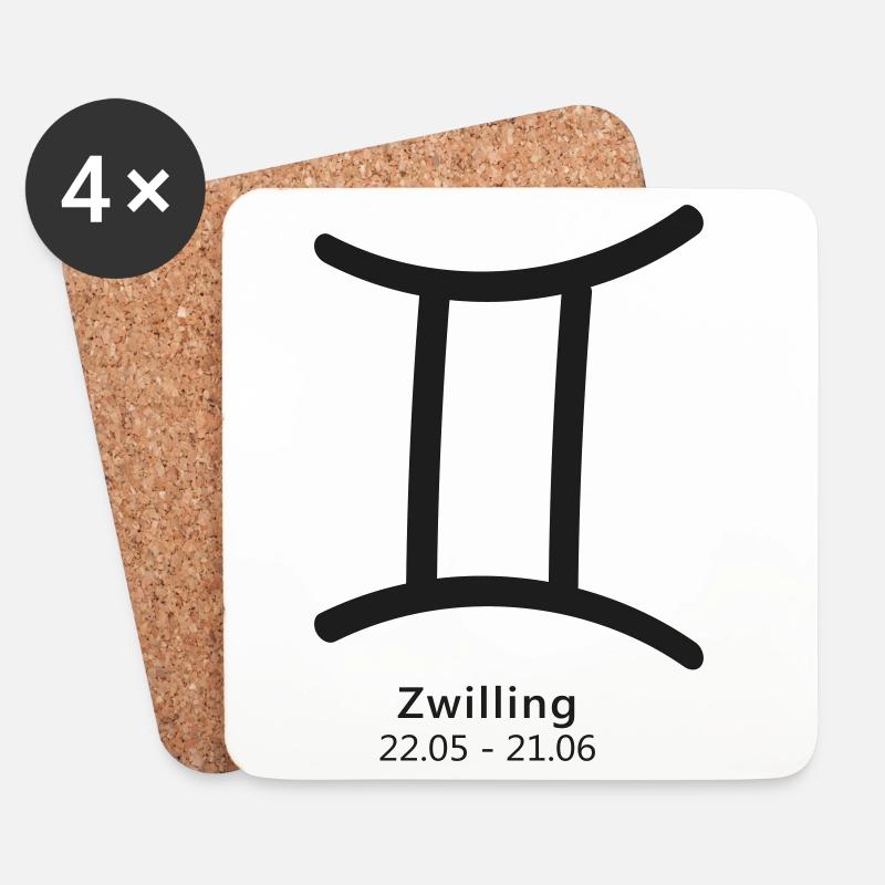 Zwilling Gemini Symbol Sternzeichen - Untersetzer (4er-Set) - Weiß