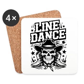 Line Dance – Western Skull Cowboy Tanz - Untersetzer (4er-Set) - Weiß - Vorne