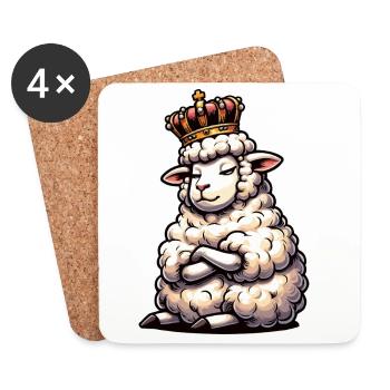 Moutons, moutons, bergers, bergers, bélier, béliers - Dessous de verre (lot de 4) - blanc - Devant