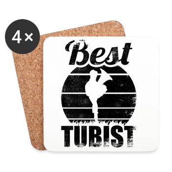Lustiger Tubaspieler - Untersetzer (4er-Set) - Weiß - Vorne