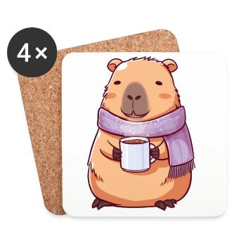 Gemütliche niedliche Kapybara – Kawaii-Tier - Untersetzer (4er-Set) - Weiß - Vorne