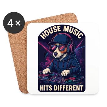 Jack Russell Terrier DJ Platines Cadeau de la maison - Dessous de verre (lot de 4) - blanc - Devant