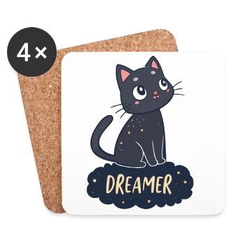 Dreamy Cat Starry Night - Coasters (set of 4) - white - Front