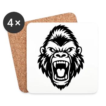 Gorilla Head Icon - Coasters (set of 4) - white - Front
