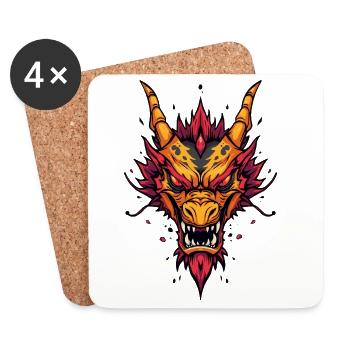 Flammender asiatischer Drache - Untersetzer (4er-Set) - Weiß - Vorne