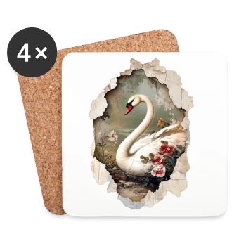 cygne - Dessous de verre (lot de 4) - blanc - Devant
