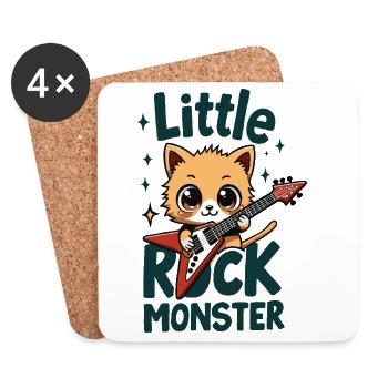 Little Rock Monster – Cute Cat Guitar Motif - Coasters (set of 4) - white - Front
