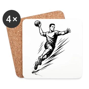 Motif de handball minimaliste pour hommes - Dessous de verre (lot de 4) - blanc - Devant