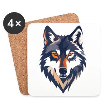 Wolfskopf Illustration starkes cooles Wolf Motiv - Untersetzer (4er-Set) - Weiß - Vorne