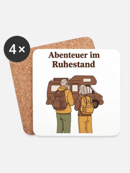 Abenteuer im Ruhestand Caravanreise - Untersetzer (4er-Set) - Weiß