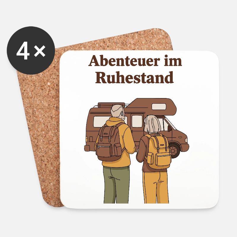 Abenteuer im Ruhestand Caravanreise - Untersetzer (4er-Set) - Weiß