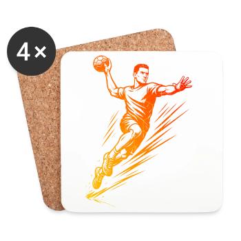 Œuvres modernes de handball pour hommes - Dessous de verre (lot de 4) - blanc - Devant