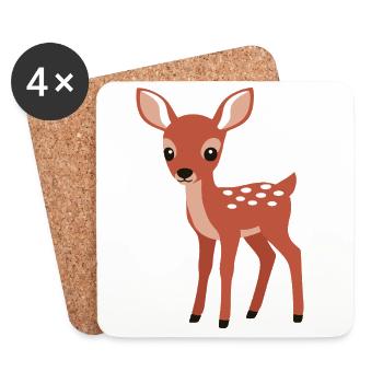 Cute curious fawn minimalist style - Coasters (set of 4) - white - Front