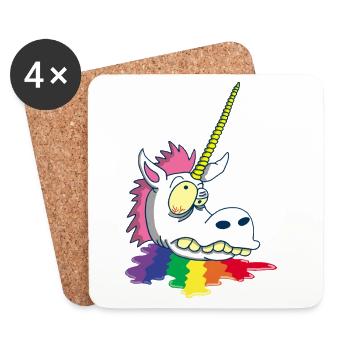 Tête coupée d'une licorne - Dessous de verre (lot de 4) - blanc - Devant