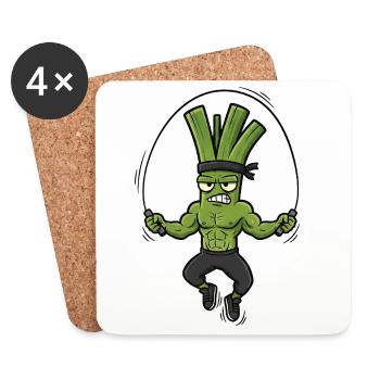Fitness Jumping Rope Leek Onion Lover Sport - Coasters (set of 4) - white - Front