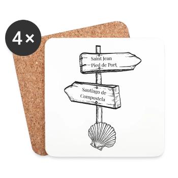 Camino Signpost Shell Illustration - Coasters (set of 4) - white - Front