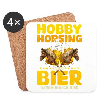 45 Hobby Horsing Und Bier Darum Bin Ich Hier - Untersetzer (4er-Set) - Weiß - Vorne