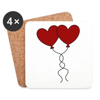 rotes herz rot Geschenk Valentinstag - Untersetzer (4er-Set) - Weiß - Vorne