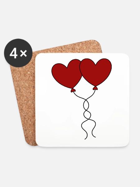 rotes herz rot Geschenk Valentinstag - Untersetzer (4er-Set) - Weiß