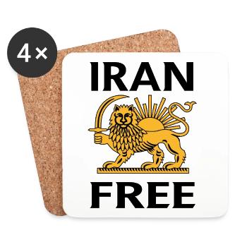 Lion héraldique avec épée et soleil - Dessous de verre (lot de 4) - blanc - Devant