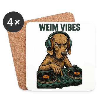 Weimaraner DJ: Retro Musik Design – Weim Vibes - Untersetzer (4er-Set) - Weiß - Vorne