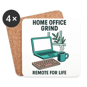 Design Homeoffice Grind-Setup Telearbeit Leise - Untersetzer (4er-Set) - Weiß - Vorne