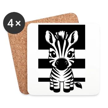Cute zebra - Coasters (set of 4) - white - Front
