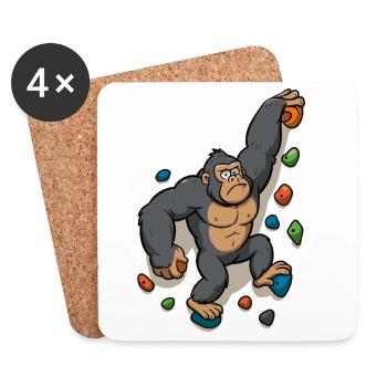 Funny Gorilla Bouldering Climbing Humor Shirt - Coasters (set of 4) - white - Front