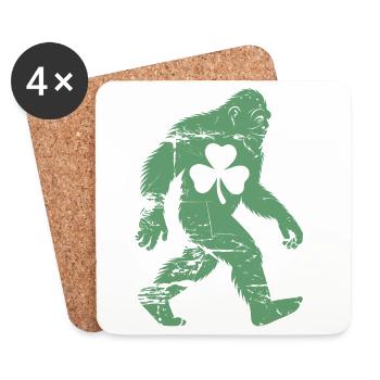 St. Patricks Day Bigfoot-Kleeblatt - Untersetzer (4er-Set) - Weiß - Vorne