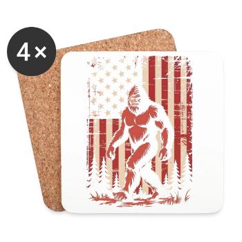 Drapeau américain vintage du Bigfoot - Dessous de verre (lot de 4) - blanc - Devant