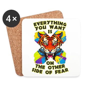Tiger & Fear - Coasters (set of 4) - white - Front