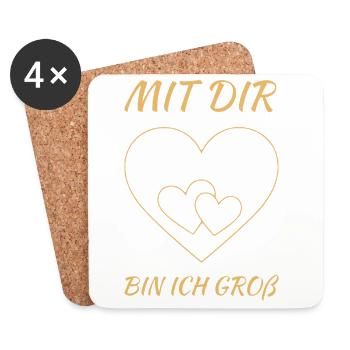 Mit dir bin ich groß - Valentinstagsherz für Paare - Untersetzer (4er-Set) - Weiß - Vorne